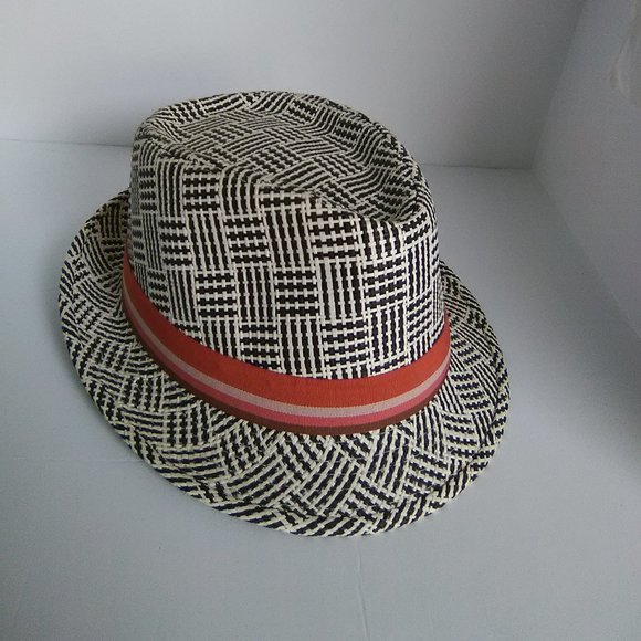 Women's Straw Hat Color Black/White Plaid Size Medium/56 - Picture 1 of 5
